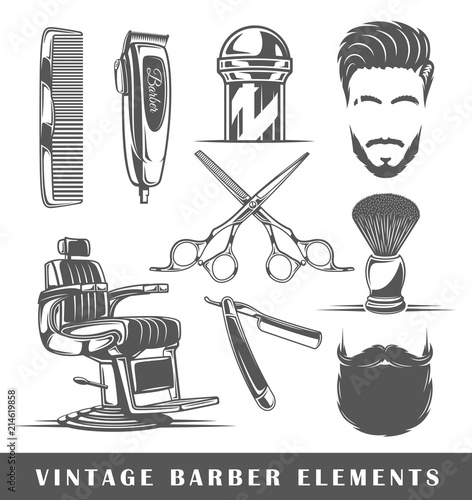 Set of elements of the barbershop