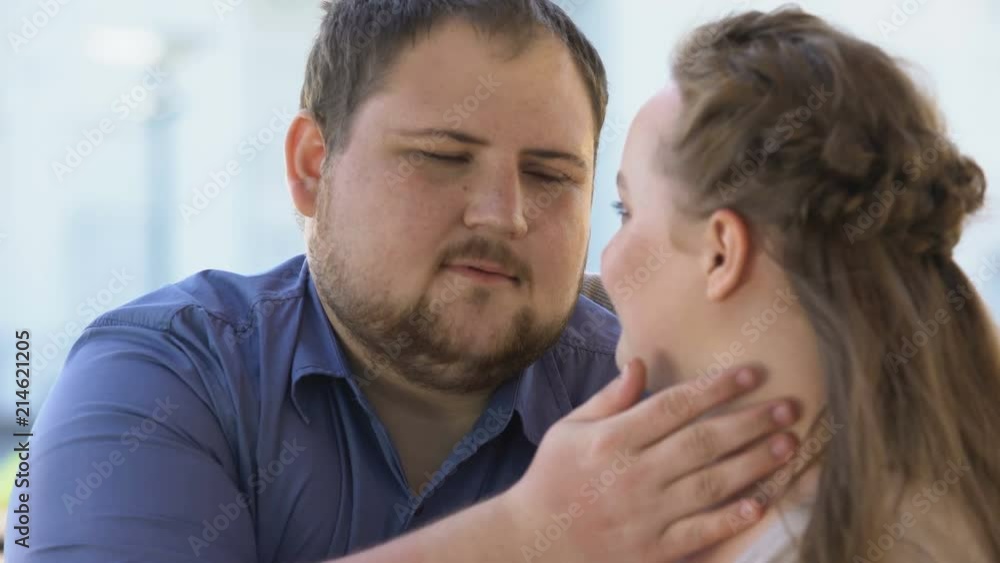 Male stroking girlfriends face, couple affection, feelings expression, love Male stroking girlfriends face, couple affection, feelings expression, love