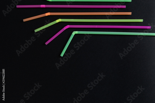 Bent colorful plastic straws design pattern shape.