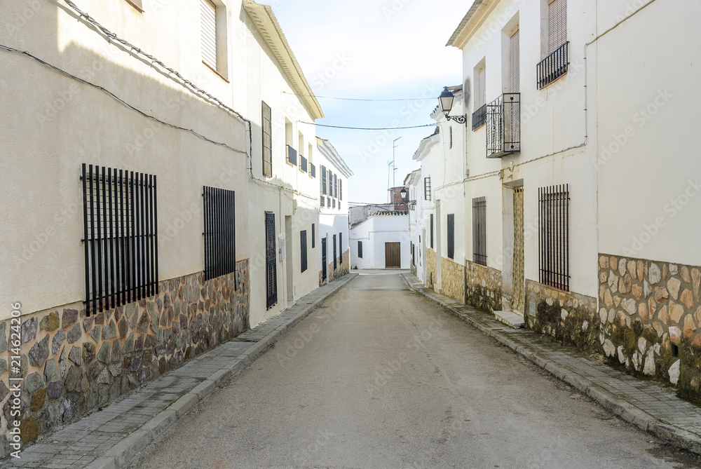 street in the town of El Toboso in the province of Toledo, Spain.