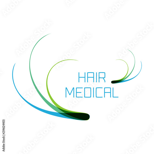 Hair medical logo with follicle icons for diagnostic centers and clinics. Alopecia and baldness treatment concept. Vector illustration.
