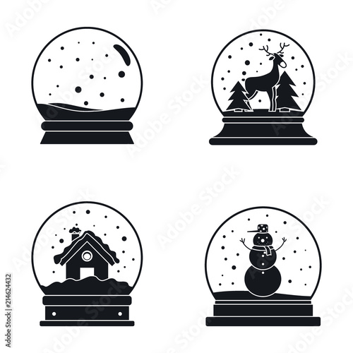 Snow globe ball christmas winter icons set. Simple illustration of 16 snow globe ball christmas winter vector icons for web