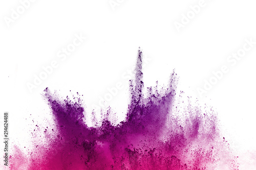 Abstract of colored powder explosion on white background. multicolor powder splatted isolate. Colored cloud. Colored dust explode. Paint Holi. photo