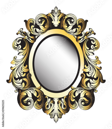 Baroque Mirror frame. Vector French Luxury rich intricate ornaments. Victoria...