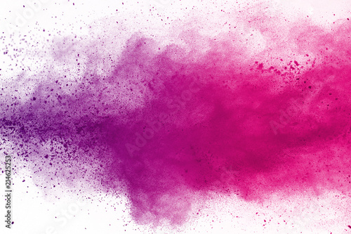 Abstract of colored powder explosion on white background. multicolor powder splatted isolate. Colored cloud. Colored dust explode. Paint Holi.