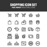 A set of icons related to shopping. Editable stroke. 48x48 Pixel Perfect.