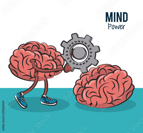 Human brains with gear vector illustration graphic design