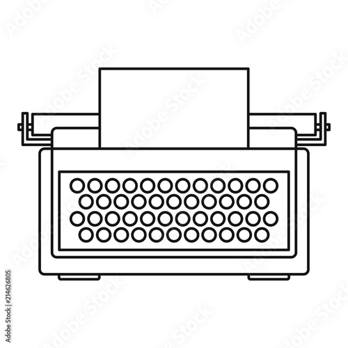 Typewriter icon. Outline illustration of typewriter vector icon for web design isolated on white background