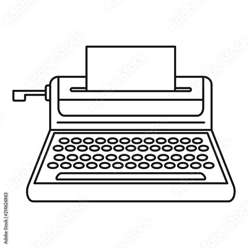 Small typewriter icon. Outline illustration of small typewriter vector icon for web design isolated on white background