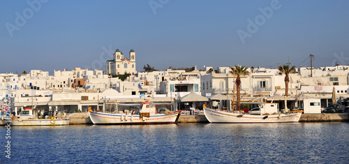 Panoramic view of Naoussa resort on Paros island, Greece