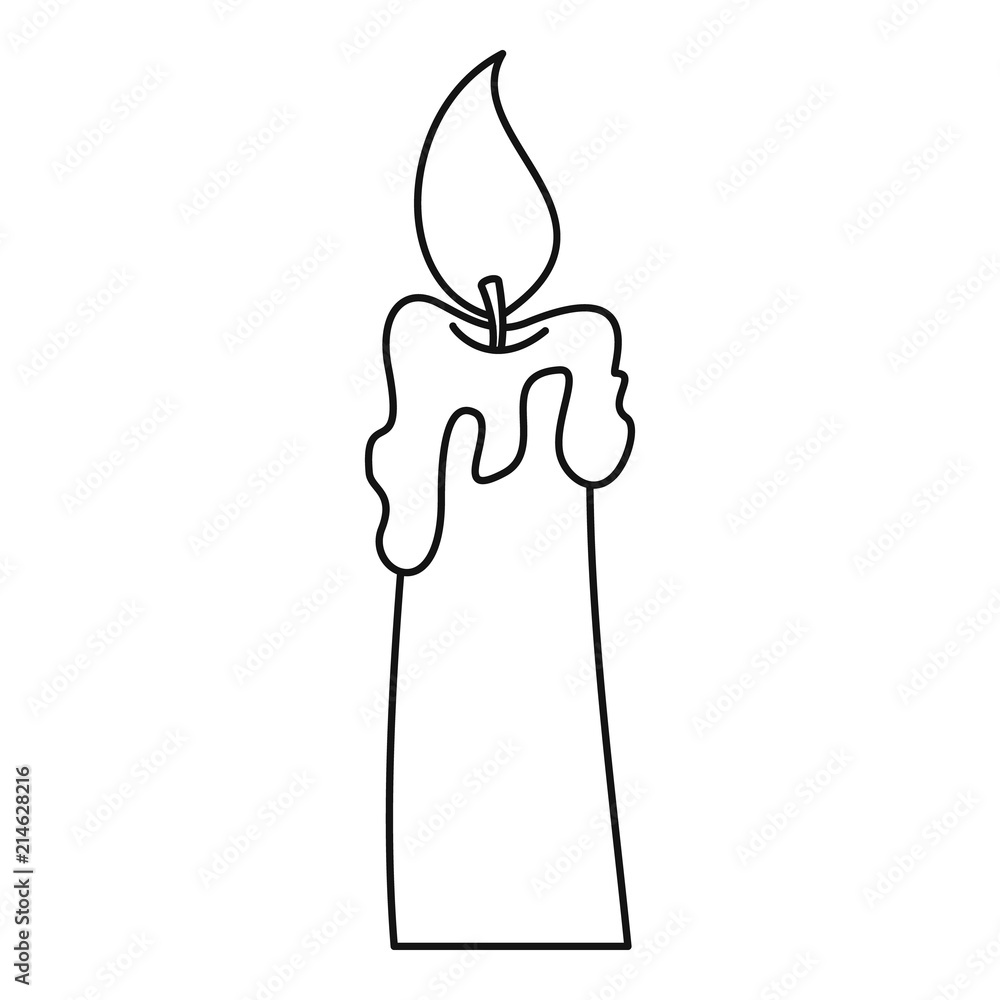 Burning candle icon. Outline illustration of burning candle vector icon for web design isolated on white background Burning candle icon. Outline illustration of burning candle vector icon for web design isolated on white background