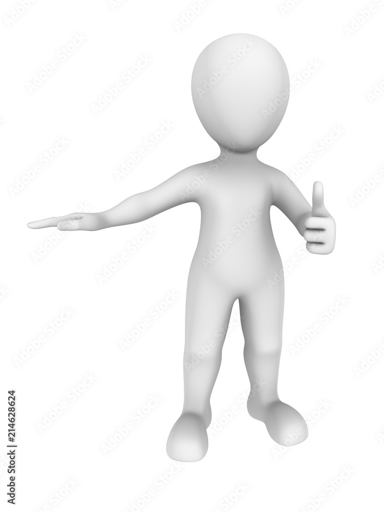 3d illustration. 3d man shows thumbs up gesture 3d illustration. 3d man shows thumbs up gesture