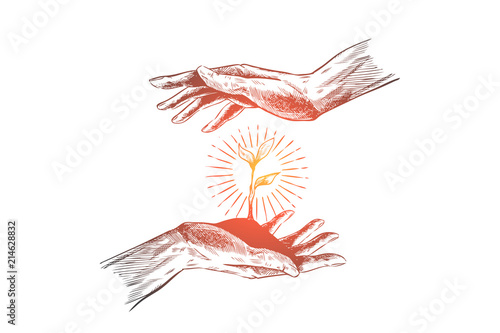 Startup, protection, prospect, business concept. Hand drawn isolated vector.