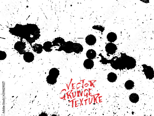 Handdrawn grunge texture. Abstract ink drops background. Black and white grunge illustration. Vector watercolor artwork pattern.
