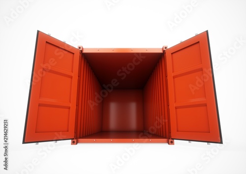 3D rendering Isolated orange cargo container on the white background