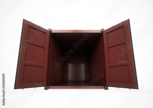 3D rendering Isolated brown cargo container on the white background