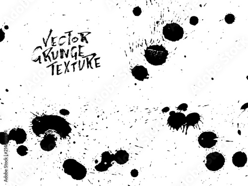 Handdrawn grunge texture. Abstract ink drops background. Black and white grunge illustration. Vector watercolor artwork pattern.