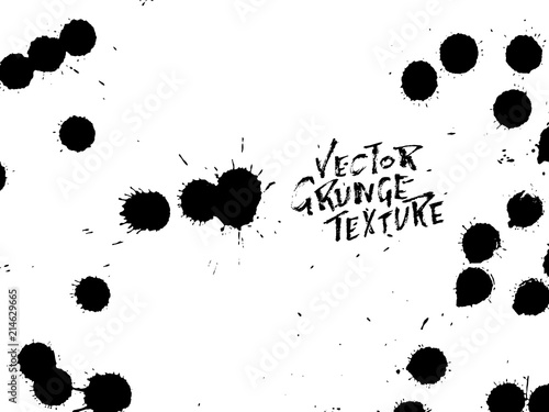 Handdrawn grunge texture. Abstract ink drops background. Black and white grunge illustration. Vector watercolor artwork pattern.