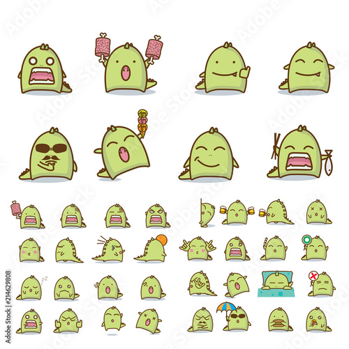 40 Dinosaur cortoon character set