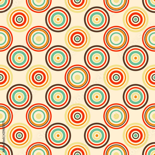 Old paper vector seamless pattern with colorful retro rings