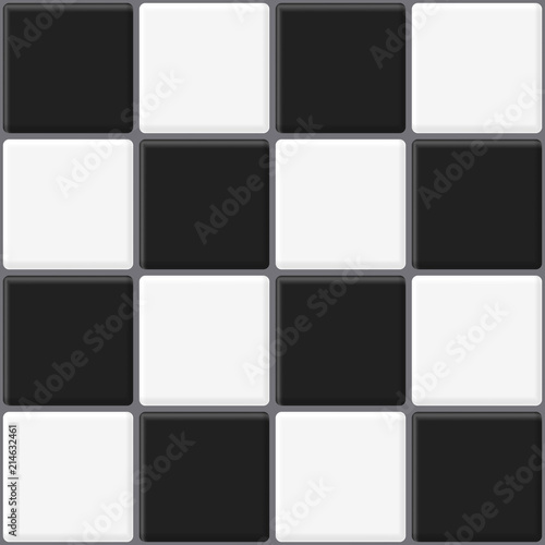 Black and White Tiles Seamless Texture. Abstract Vector Background