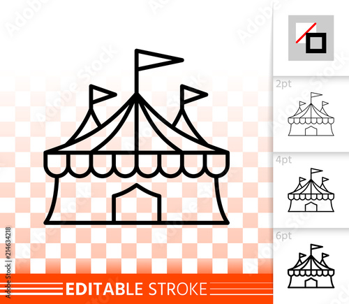 Circus Tent simple black line vector icon