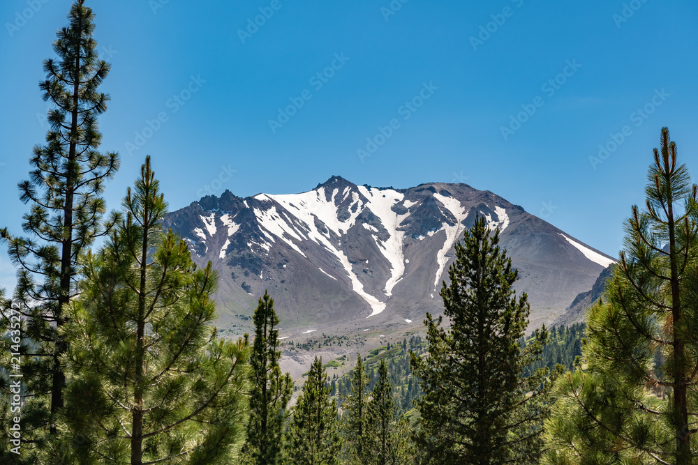 Lassen Peak on a clear summer day in Lassen Volcanic National Park