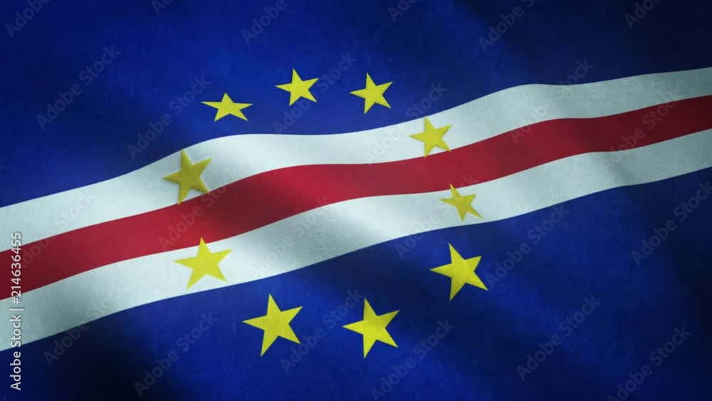 Realistic flag of Cape Verde waving with highly detailed fabric texture. Realistic flag of Cape Verde waving with highly detailed fabric texture.