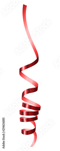 Red coil ribbon mockup. Realistic illustration of red coil ribbon vector mockup for web design isolated on white background