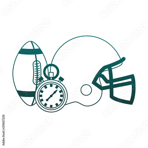 Football helmet with ball and timer vector illustration graphic design