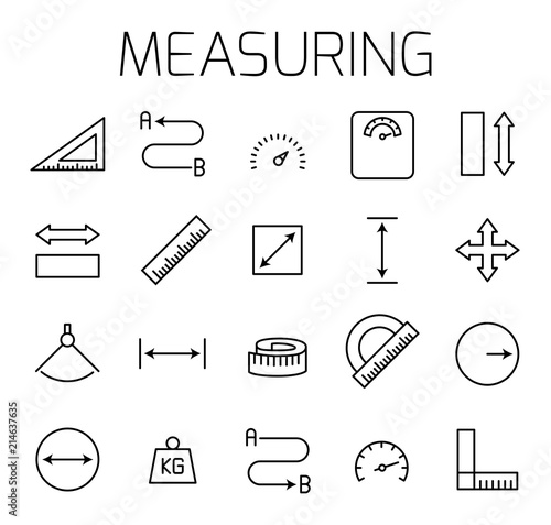 Measuirng related vector icon set. 