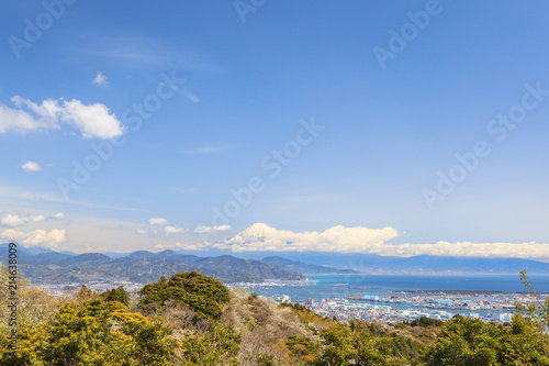 Landscape of mount fuji with blue sky background at Shizuoka prefecture, Japan