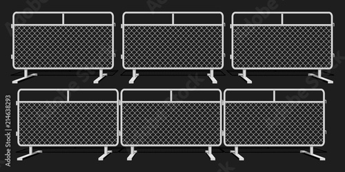 Set of white wire steel barrier on transparent background