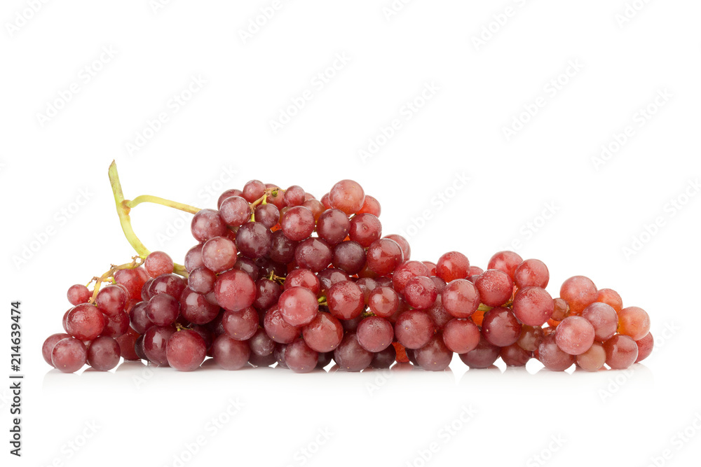 grapes seedless red with water drop isolated on white background