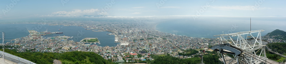 Panoramic day view of Hakodate from Mount Hakodate, Hokkaido, Japan