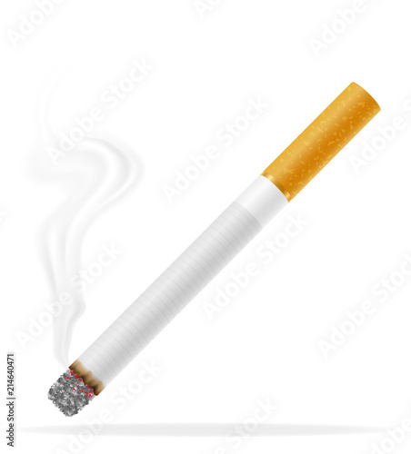 smoking cigarette with yellow filter stock vector illustration