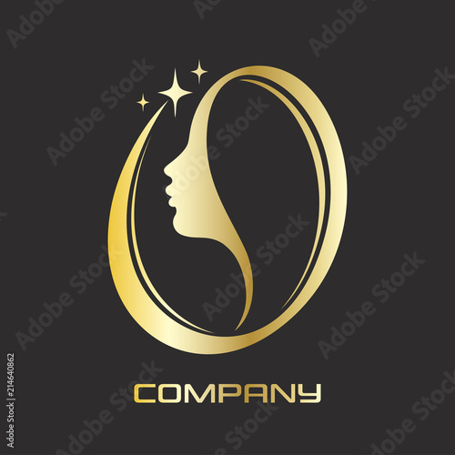 Beautiful girl and beauty salon logo