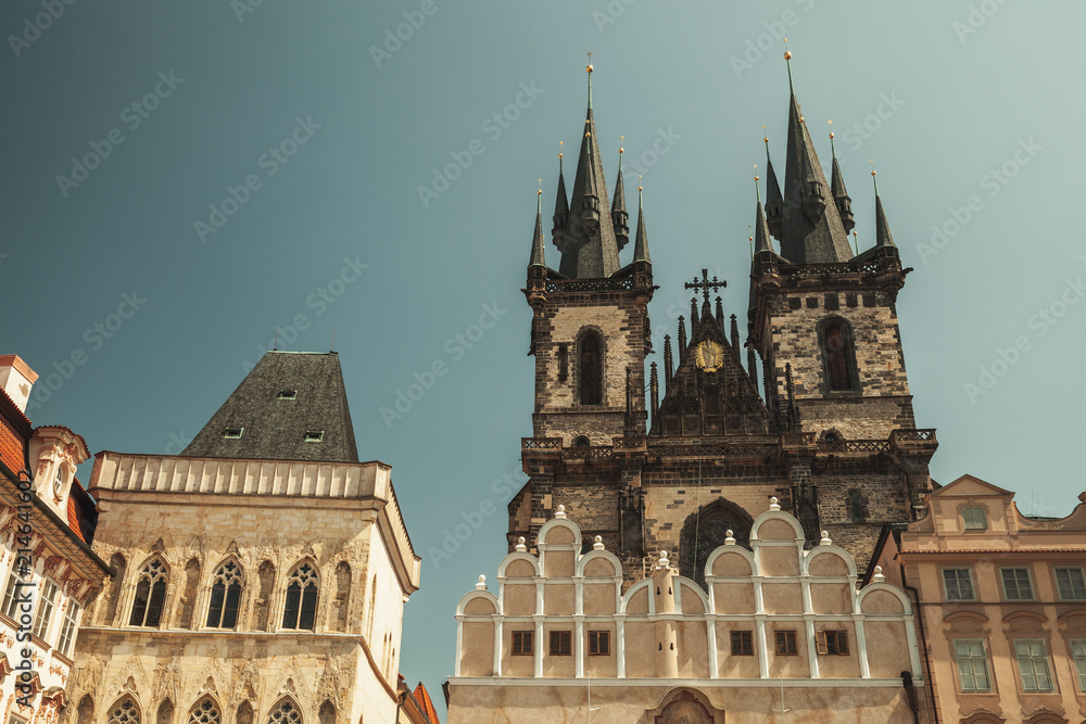 Fototapeta premium Church of Mother of God before Tyn, retro