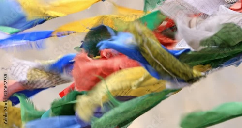 Traveling to north India remote places in Ladakh, Himalaya mountains. Buddhist Prayer flags close up view
