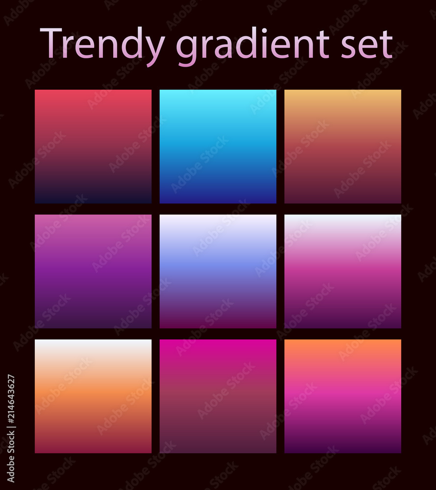 Purple trendy set ultraviolet gradient background violet palette set of vector patterns for design and web concept art