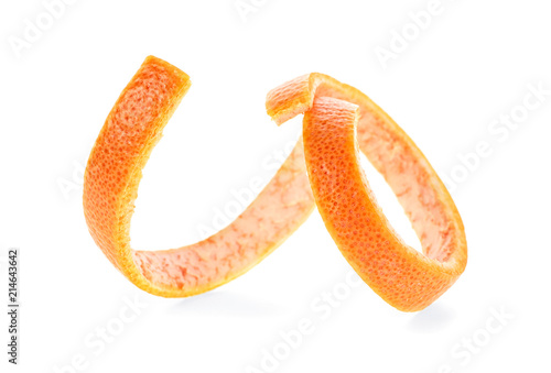 Grapefruit peel against white background