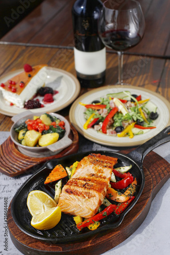 Grilled white fish lunch with vegetables