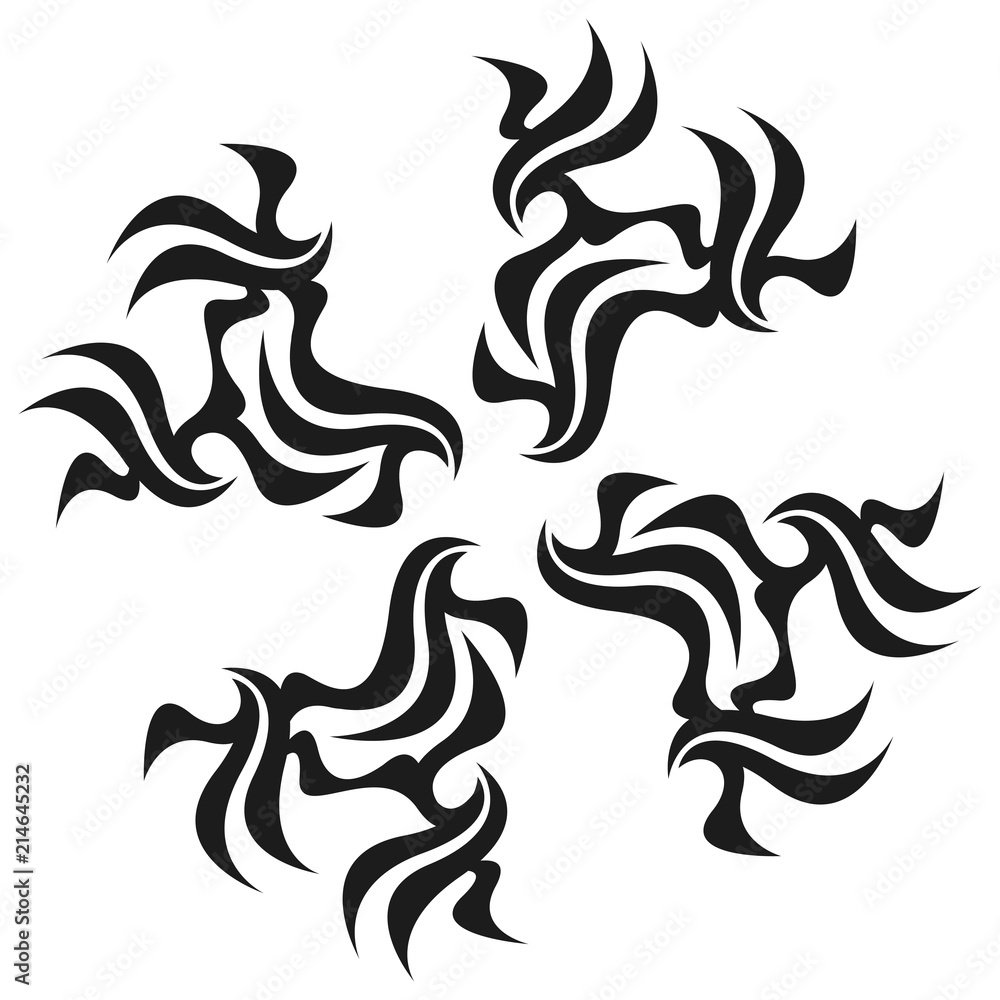 Naklejka premium Graphic tattoo design. Stencil. Abstract tribal sign. 