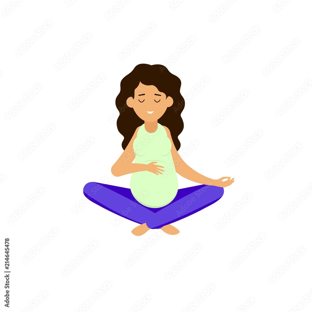 Pregnant woman. A pregnant woman meditates.