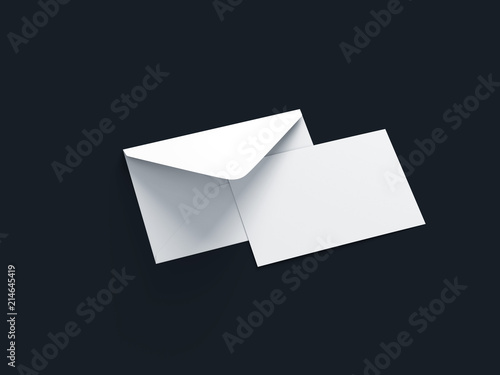 White envelope and post card on a background.