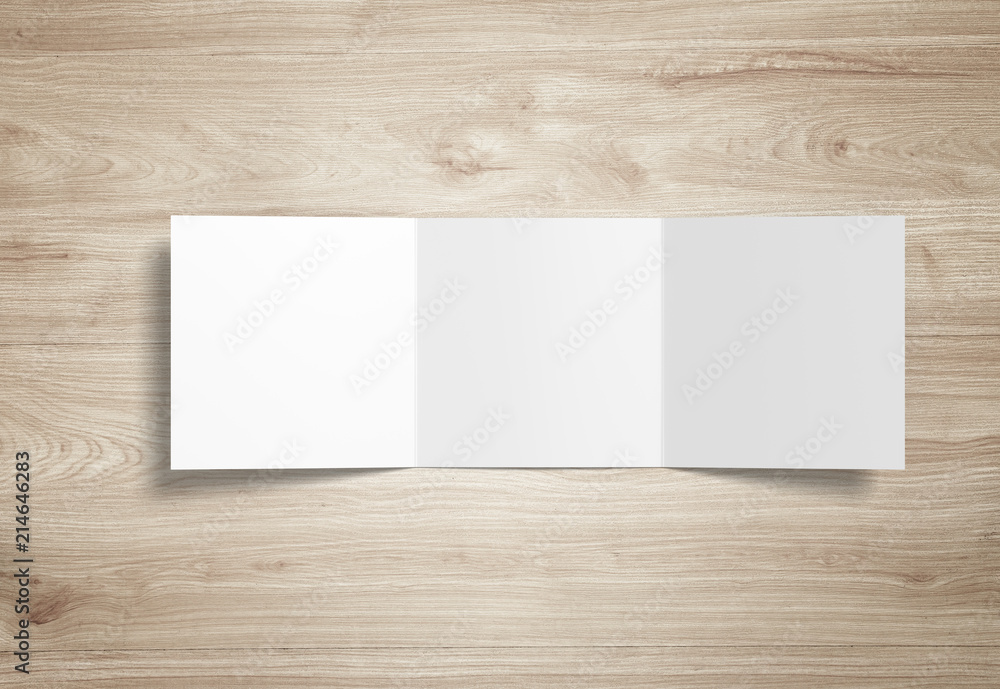 Tri-fold brochure mock-up. Blank brochure white template paper on background. Three fold paper brochure for your design. Tri-fold brochure mock-up. Blank brochure white template paper on background. Three fold paper brochure for your design.
