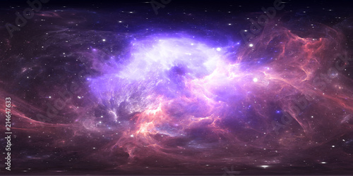 Fotobehang 360 degree space nebula panorama, equirectangular projection, environment map