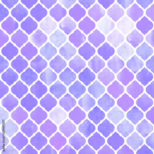Watercolor abstract geometric pattern. Arab tiles. Kaleidoscope effect. Watercolor mosaic.