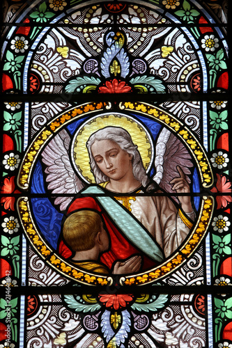 Ange. Vitrail. Eglise Saint-Michel de Chamonix. / Angel. Stained glass. Church Saint-Michel of Chamonix.
