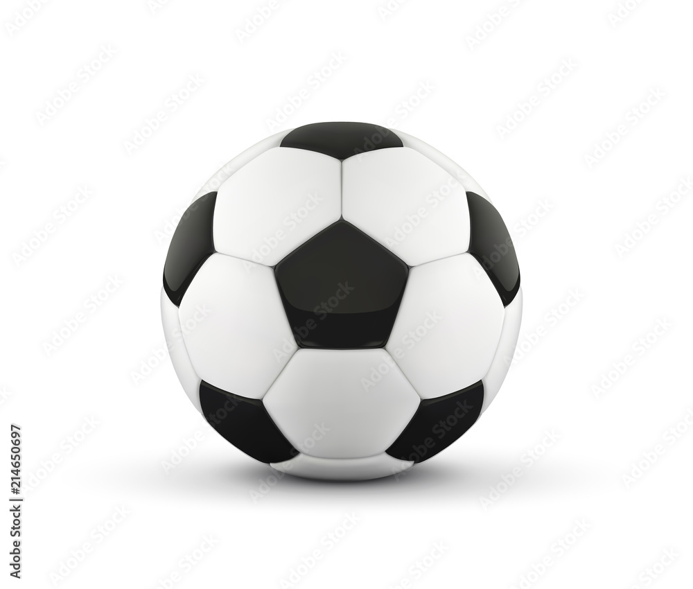 Fototapeta premium Realistic soccer ball or football ball on white background. 3d Style vector Ball isolated on white background.